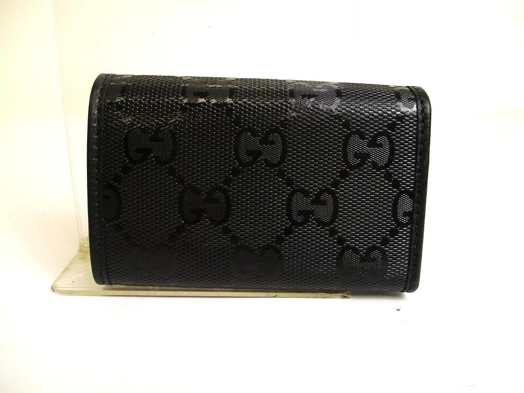 Authentic GUCCI GG Imprimee Black Leather 6 Pics Key Chain #b056  Open box