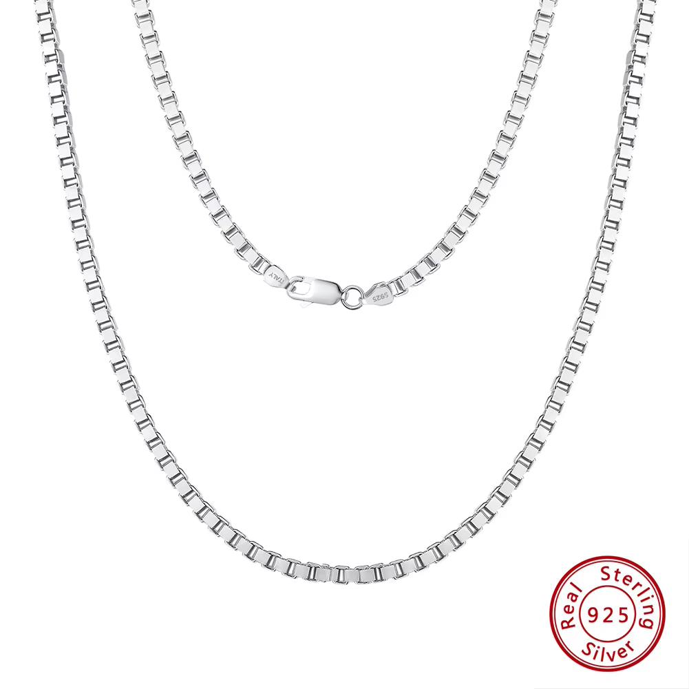 ORSA JEWELS 925 Sterling Silver Italian 1-3mm Box Chain Necklace for Women Classic Box Choker Necklace Dainty Jewelry Gift SC32