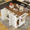 Chariot De Cuisine - MUVOE - Buffet Avec Plateau Pliable - 2 Tiroirs - 2 Portes - Blanc