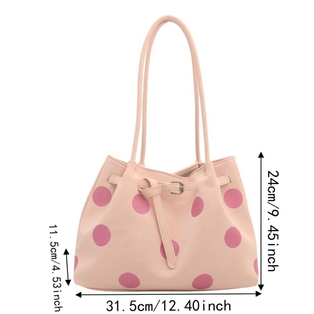 Versatile Polka Dots Shoulder Bag PU Material Retro Handbag Large Capacity Tote Bag Students