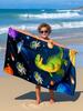 Dinosaur Astronaut Beach Towel,Premium Microfiber Absorbent Quick Dry,Oversized for Beach Pool,Cartoon Space Print Towel for Kid