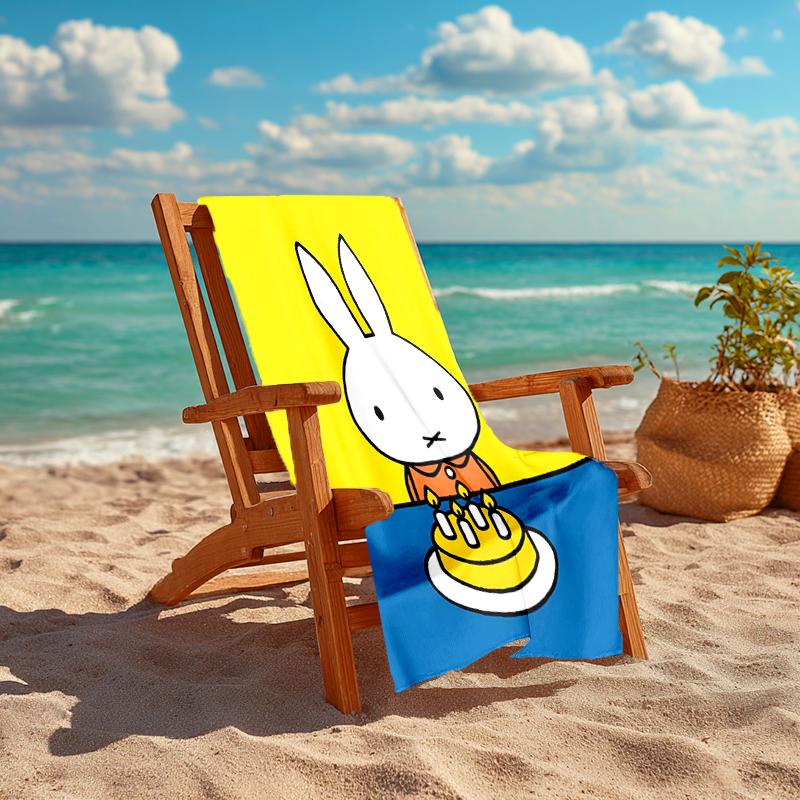 1pc Miffy1 Beach Towel, Comfortable and Thick, and Swimming/Bath/Picnic/Camping Towel, Suitable for Seaside Beaches