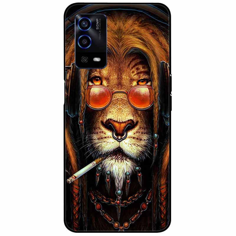 For Oppo A55 4G Case A 55 Silicone Soft Painted TPU Black Cover for Oppo A55 Case CPH2325 Cute Funda Coque for OPPOA55 6.51''