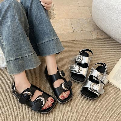 Sandales plates populaires à talon plat à une bride pour femmes, pour l'été, à porter avec des jupes, et sandales antidérapantes
