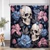 Schädel Halloween Duschvorhang Frohes Halloween Lustiges Skelett Rose Floral Badezimmer Dekor Polyesterstoff Duschvorhang Mit Haken