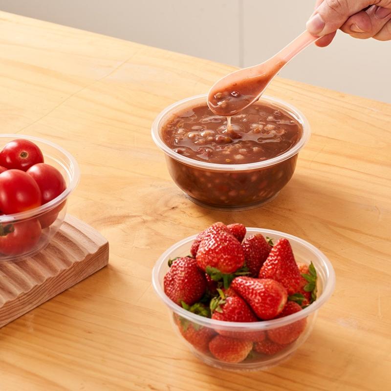 50 Pcs Disposable Transparent Heavy Duty Plastic Bowls For Ice Cream Dessert Fruit Salad Picnic Wedding Party Food Container