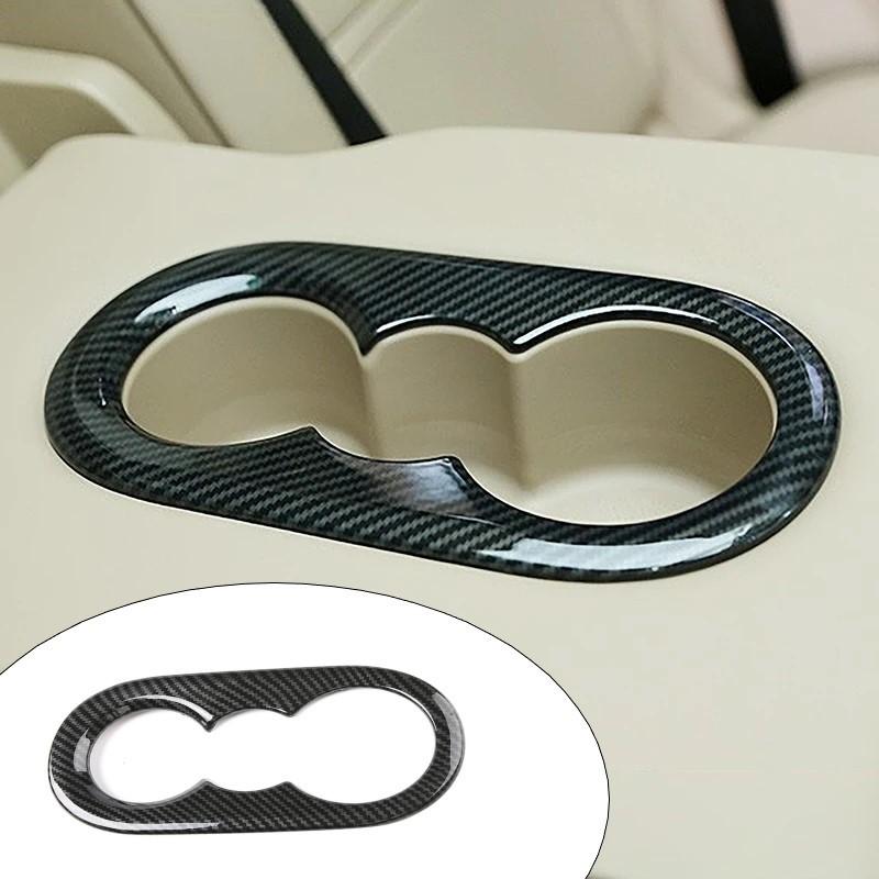 For Porsche Cayenne 2018- Car Rear Water Cup Holder Frame Carbon Fiber Pattern Trim Decoration Sticker Interior Accessories