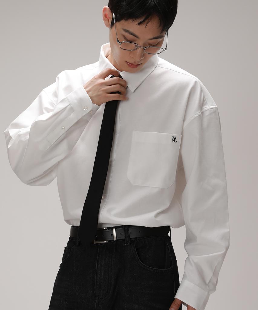 Dibellobeu City Boy Oversized Solid Oxford Shirt_Off-White