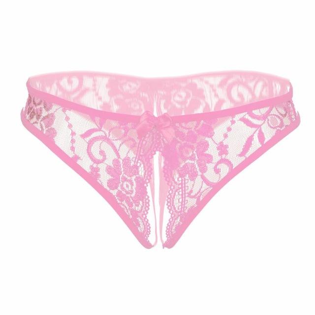 Sexy Underwear Women Thong Bragas Sexy Panties Thong Lace Transparent Hollow Open Crotch Low Waist Word Pants Ladies Briefs
