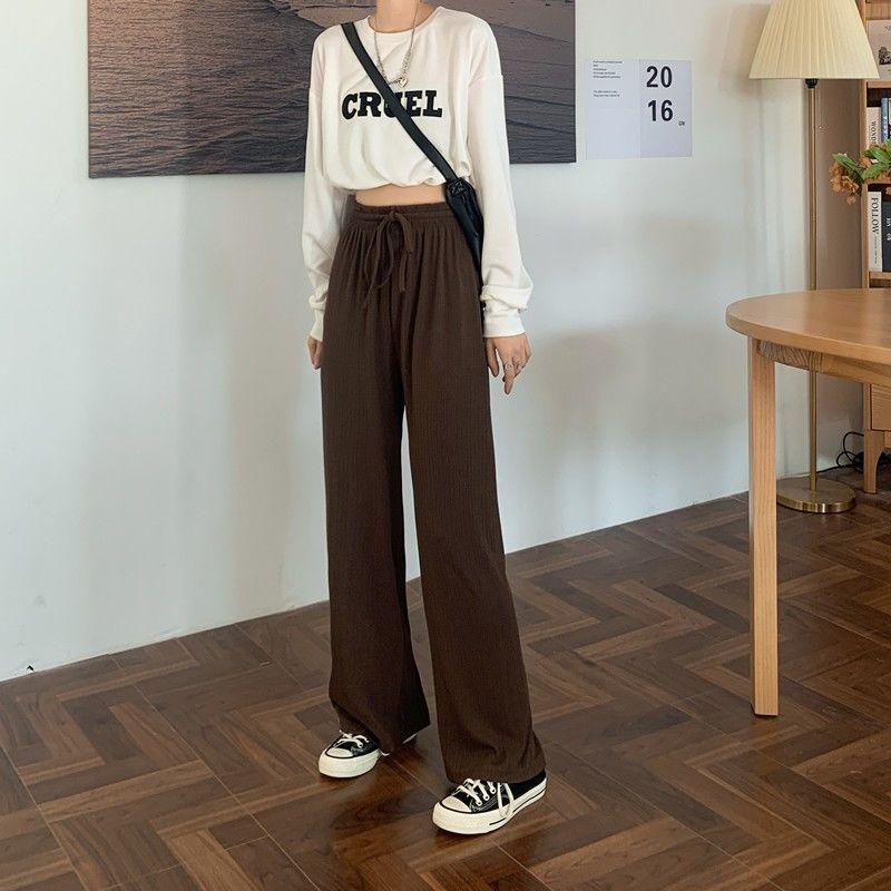 Large Size Wide Leg Pants for Women in Summer High Waisted Straight Leg Loose Fit Sporty and Casual with a Hanging Feeling and Floor Length Pants