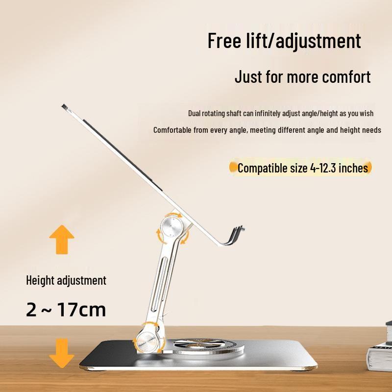 Rotatable Metal Tablet Stand for iPad - Height Adjustable with Cooling Feature