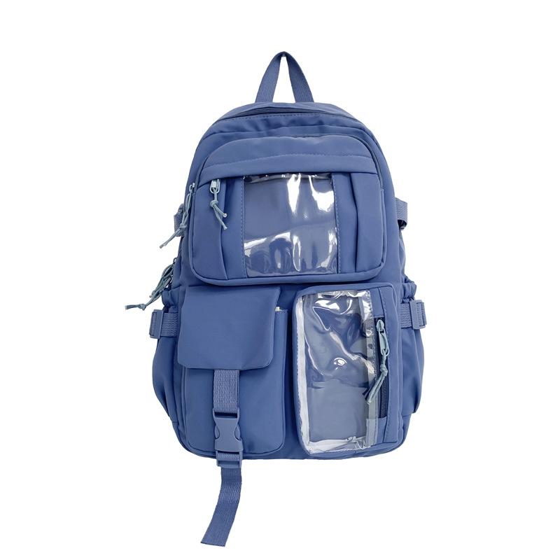 Retro Solid Color Small Fresh Backpack Casual Student Schoolbag Female Junior High School Student Large Capacity College Student Commuting Shoulder