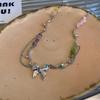 Summer Fresh Mori Gravel Crystal Fringed Butterfly Collarbone Chain Female Sweet Cool Hot Girl Style Necklace Personality Versatile Match