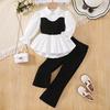 Ensemble d'été deux pièces à la mode pour filles, chemise douce + pantalon pour enfants