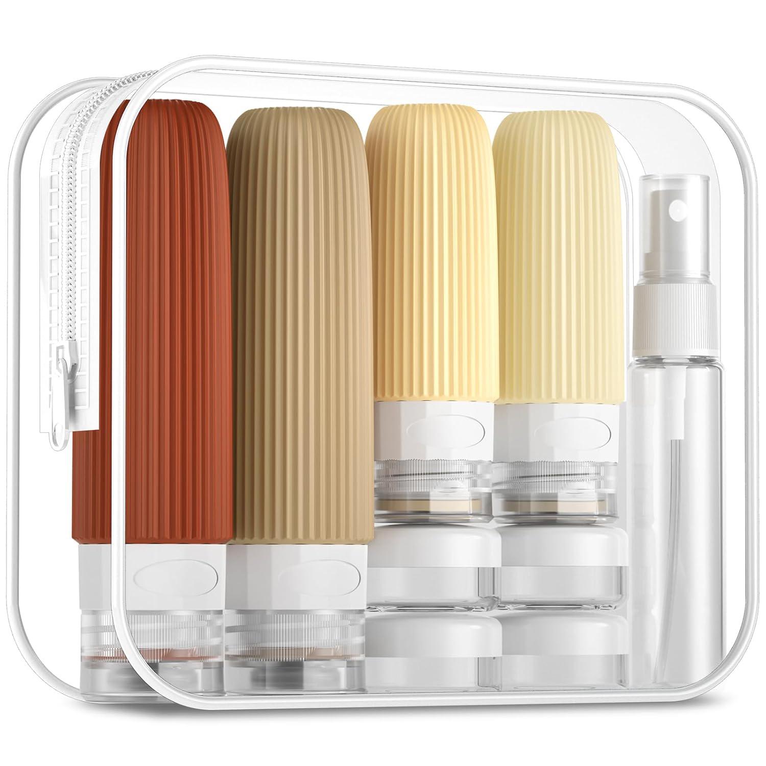 

16 Pack Travel Bottles Set, Leak Proof Silicone Squeezable Containers for Toiletries, Refillable Travel Accessories for Shampoo оранжевый