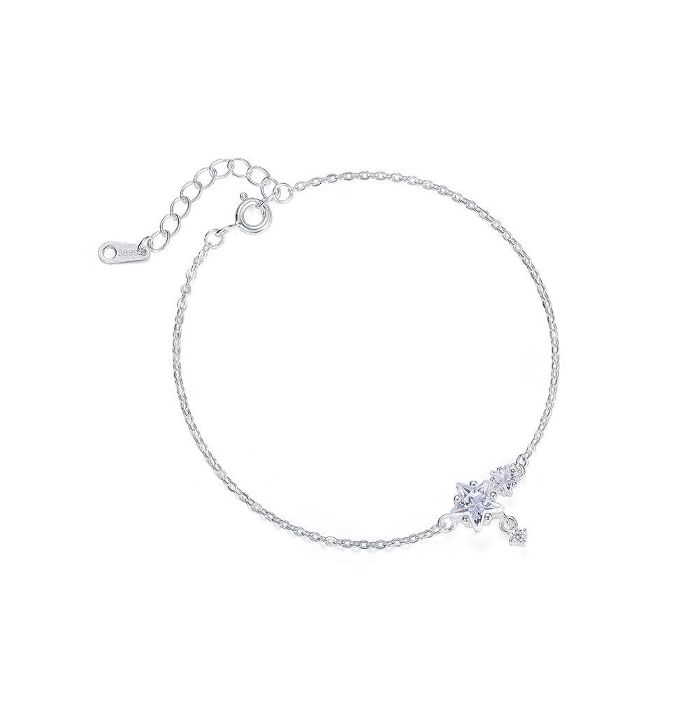 Exquisite S999 Pure Silver Starry Zircon Beaded Bracelet - Versatile Korean Style Women's Luxury Jewelry