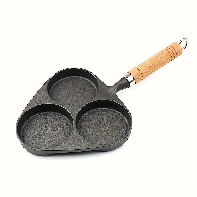 

Антипригарная сковорода для жарки яиц с 3 отверстиями, Чугунная утолщенная сковорода для яиц и пельменей, Сковорода с антипригарным покрытием без покрытия, Форма для яиц и гамбургеров, Незаменима для семейного завтрака чёрный