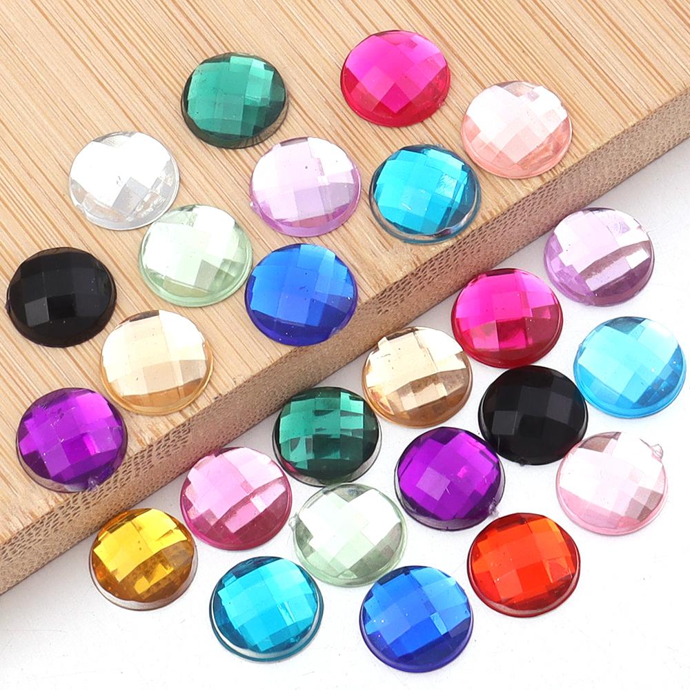 200pcs Round Flatback Acrylic Rhinestones Colorful Cabochon Beads For Jewelry Making DIY Necklace Earrings Hairclip Accessories