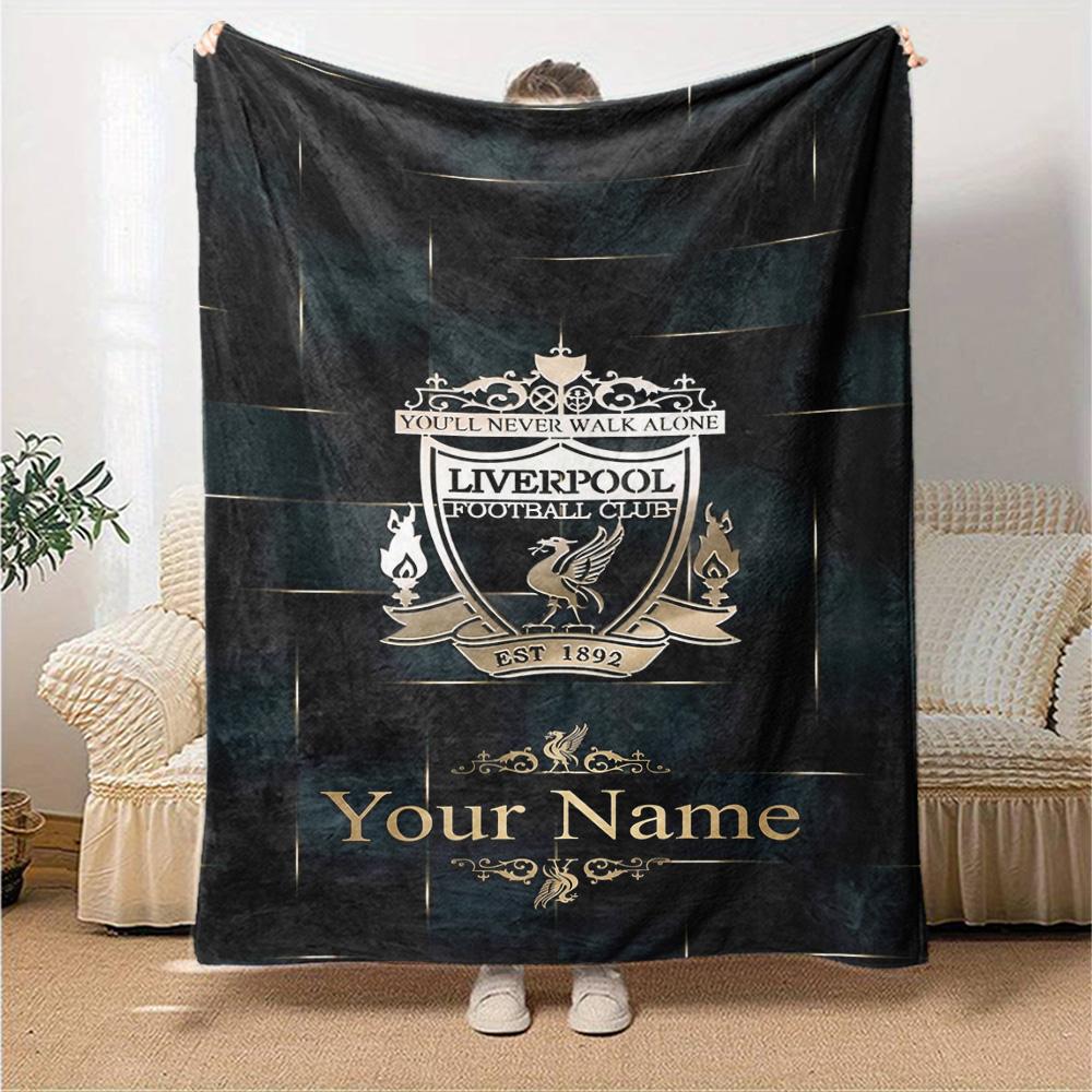 Liverpool Customize Text Blanket Throw Customizable Blanket Ultra-Soft Perfect for Livingroom Picnics Office Chair Chair Four Seasons Multipurpose