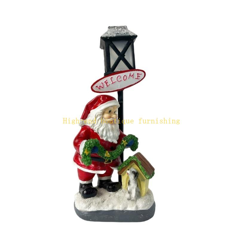  Glowing Satas Snowmans with Lampost Christmas Decoration LED Light Indoor Seasonal Adornment