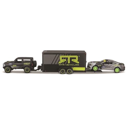 Maisto Design Team Серия Тягач 1/64 Масштаб Литые Модели Автомобилей (2021 Ford Bronco / 2015 Ford Mustang GT RTR Черный)
