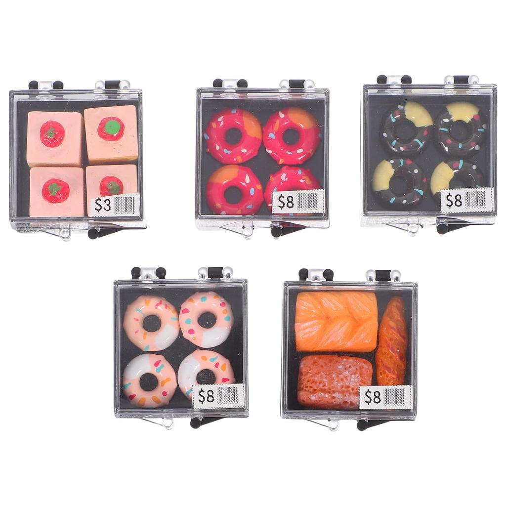 FRCOLOR Miniature Dollhouse Pretend Interior Photography Accessories Cakes, Cakes, 5-Piece Set, Sweets, Miniature, Play, Resin, Decor,