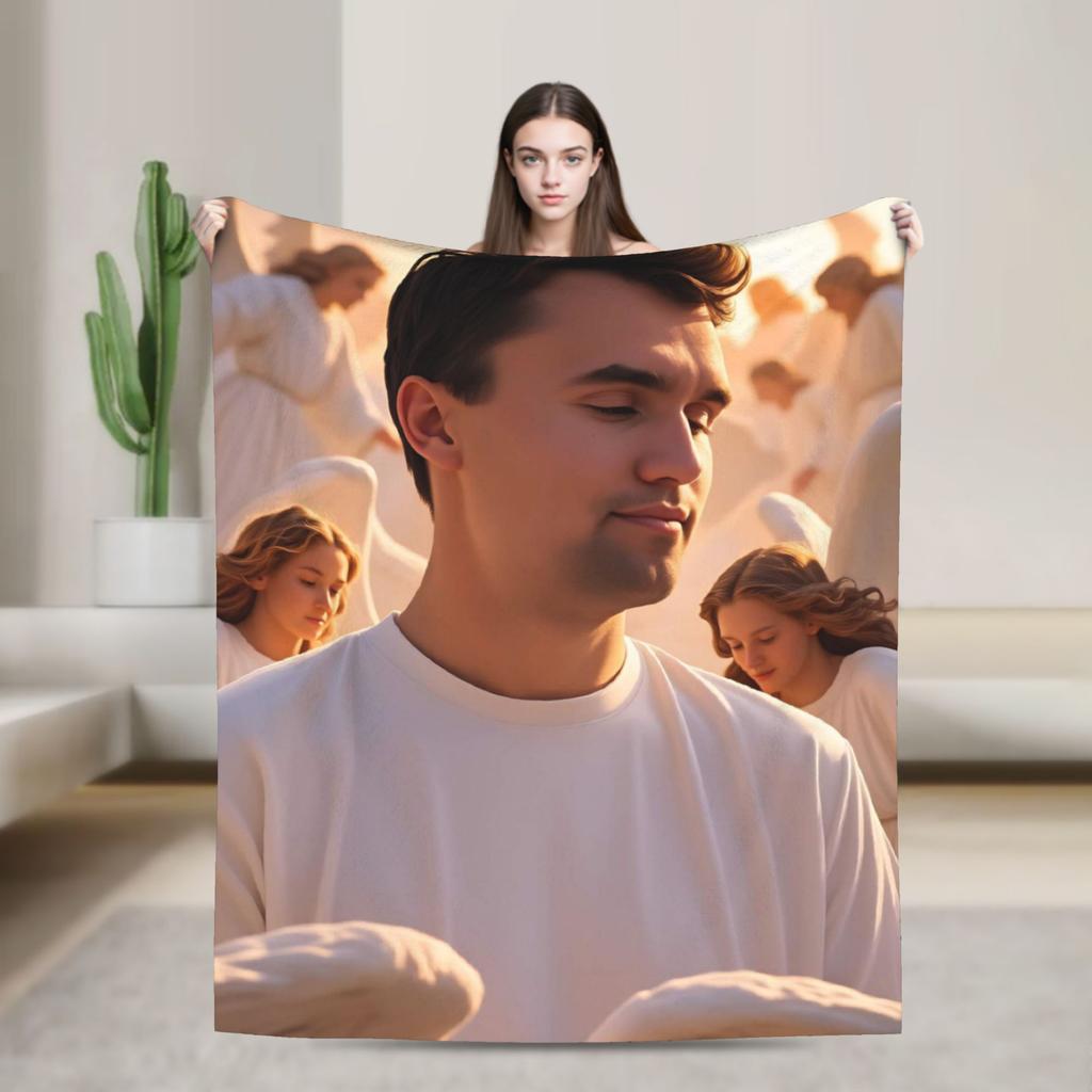 Charlie Kirk And Juses Throw Blanket Soft Cozy Graphic Blanket For Living Room Travel Office Flannel Bedspread Bed Cover
