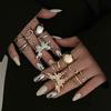 Liquid Lavas Butterfly Rings Set 7 Pieces Trendy Elegant Styles Jewelry Accessory Decoration for Women Daily Use