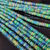 Smooth Polish Rainbow Flashy Rondell Ethiopian Opal Beads, Black Opal strand beads.