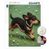 5D Pearl Painting Kit Framed with Running Dog Design Sparkling Bead Art Canvas DIY Relaxing Craft for Wall Decor Gift Home Art Projects