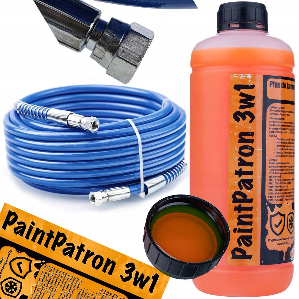 Rosfix TPU Fiber Paint Sprayer Hose 30m Blue + Rosfix PaintPatron 3in1 1L Maintenance and Cleaning Fluid for Paint Sprayer