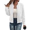 Dam Plus Size Höst Enfärgad Jacka med Dragkedja Långärmad Ledig Lös Baseballkrage Ledig Oversize Kappa