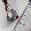 Серебряное кольцо с натуральным рубином 3.673ct, фианитами, вес изделия 4,82 гр (2205050)