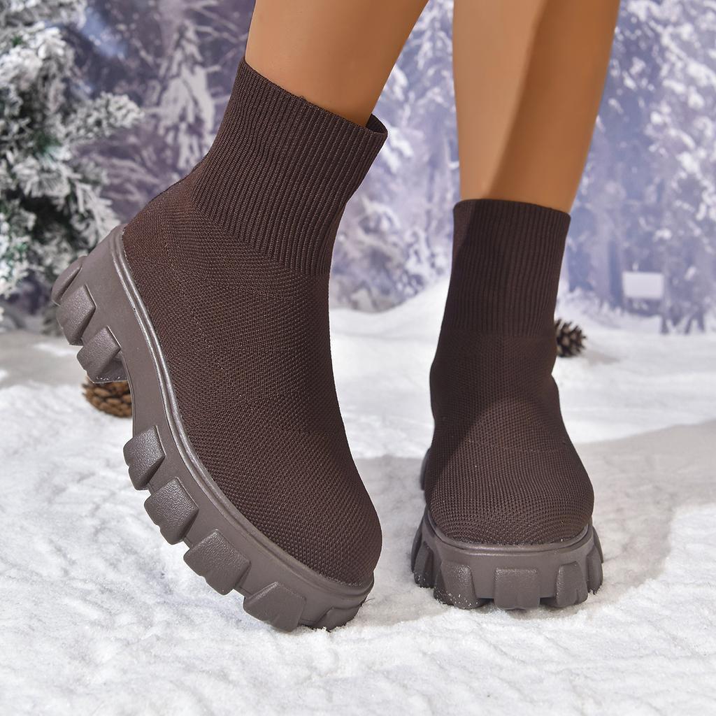 Women Short Boots Outdoor Autumn Winter Shoes for Women Luxury Ankle Boots Women Comfortable Knitting Platform Boots