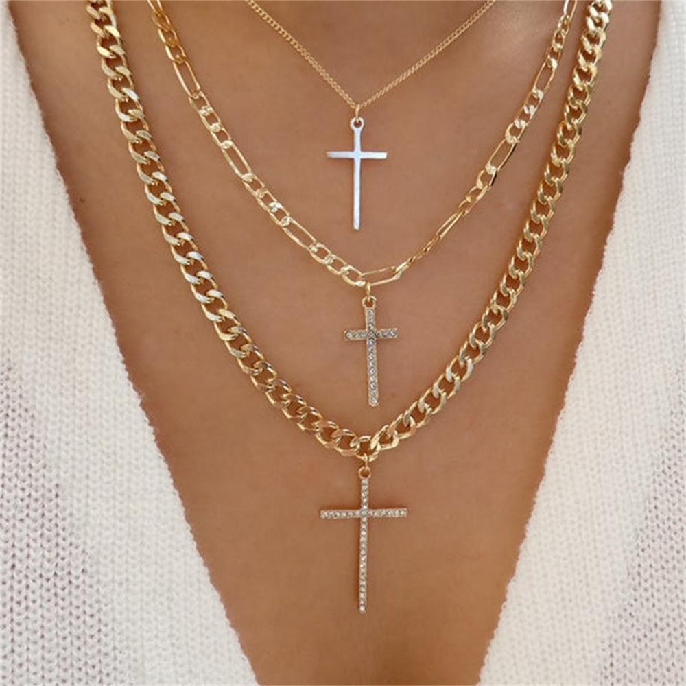 Fashion Punk Exaggerate Chain Crystal Heart Shaped Pendant Multilevel Punk Necklace For Women Vintage Choker Wedding Jewelry