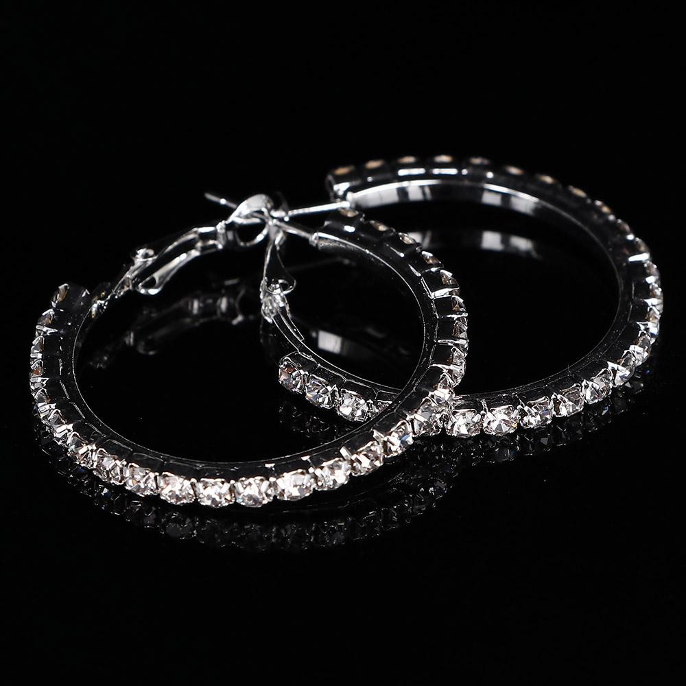

Gift Diamante Rhinestone Round Earring Hoop Earring Silver Plated Earring
