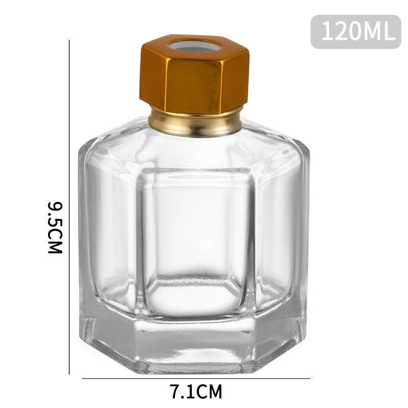 Hexagonal Glass Aromatherapy Bottle - Transparent Flameless Essential Oil Diffuser with Rattan Fragrance Sticks.