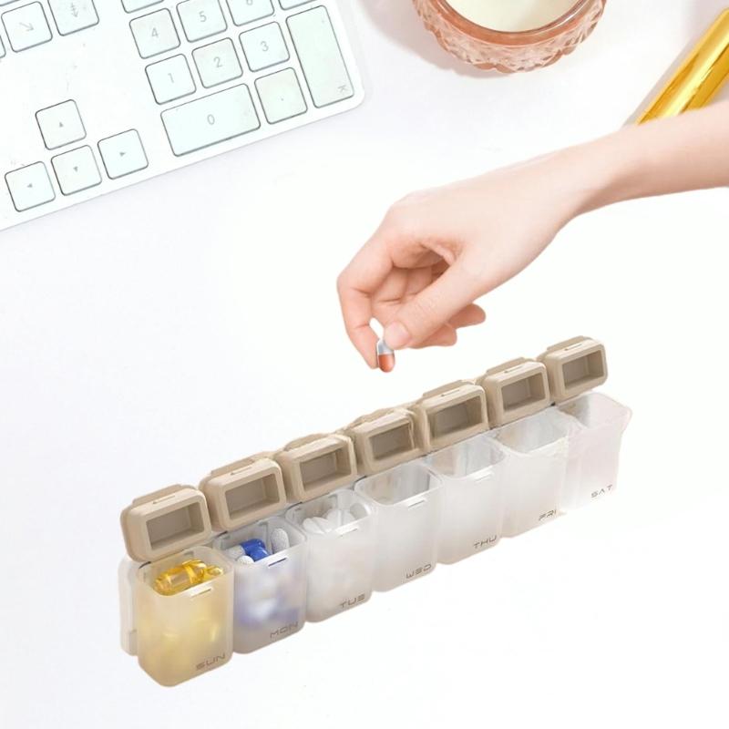 Space Saving Magnetic Pills Box Organizers 6 Compartment Secure Lock System Medicine Dispenser for Vitamins & Medications
