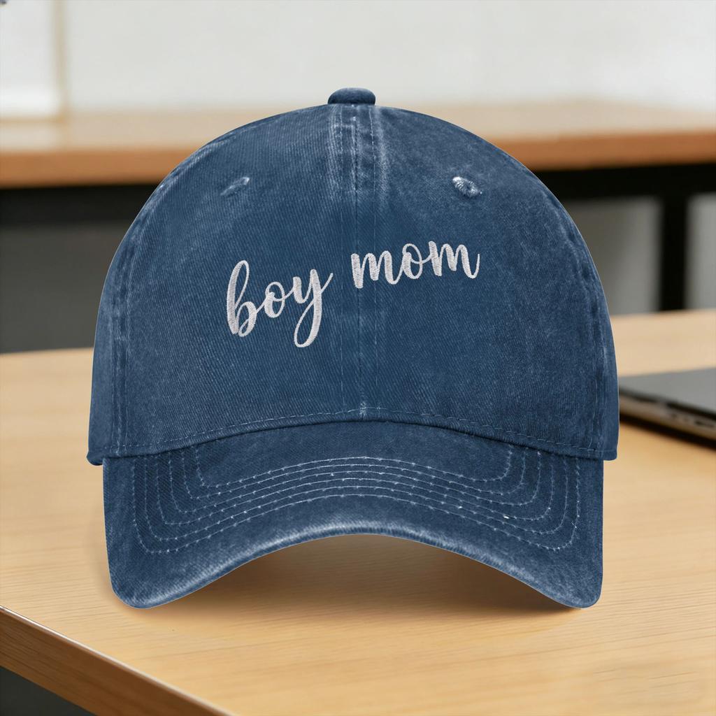 Boy Mom Script Coverup For Mom Sun Baseball Cap Y2K Cool Women Men Washed Trucker Hat Hunting Camping Baseball Caps