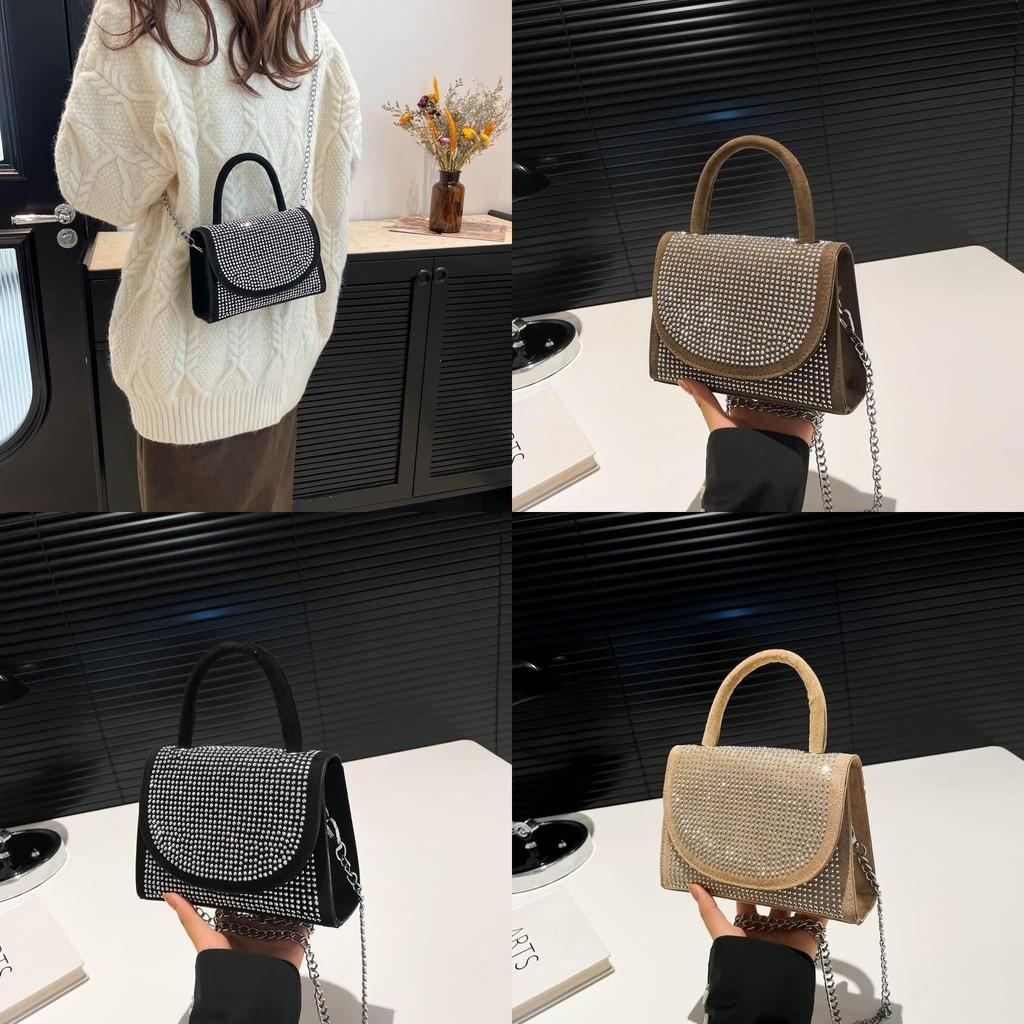 Korean Fashion Pu Rivets Small Square Bag With Stitching Detail And Interior Card Slot For Casual Outings