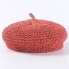 Estate Berretto Basco di Paglia Raffia Donna Traspirante Lavorato a Mano Tessuto Cappello di Paglia Retro Letterario Tinta Unita Pittore Cappello da Sole