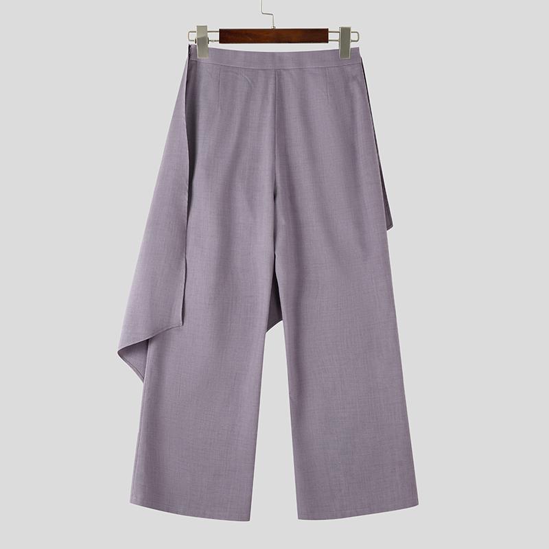 INCERUN Herren Reißverschluss Unregelmäßige Lagen Lässige Lange Gerade Hosen Hose