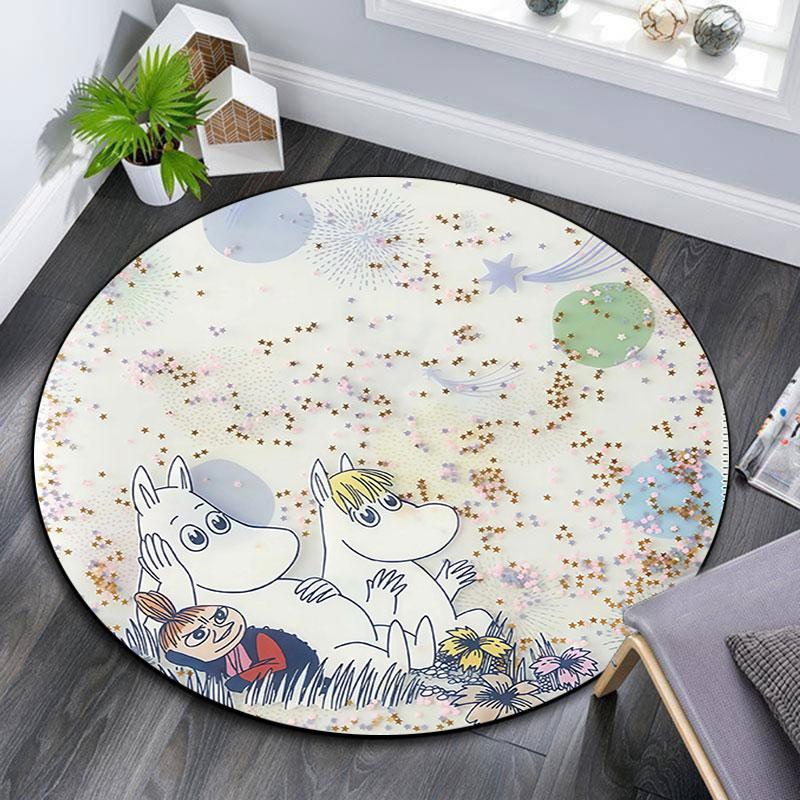 Moomin2,Round Area Rug,Carpet Rug for Living Room Bedroom Sofa Playroom Decor,Non-slip Floor Mat