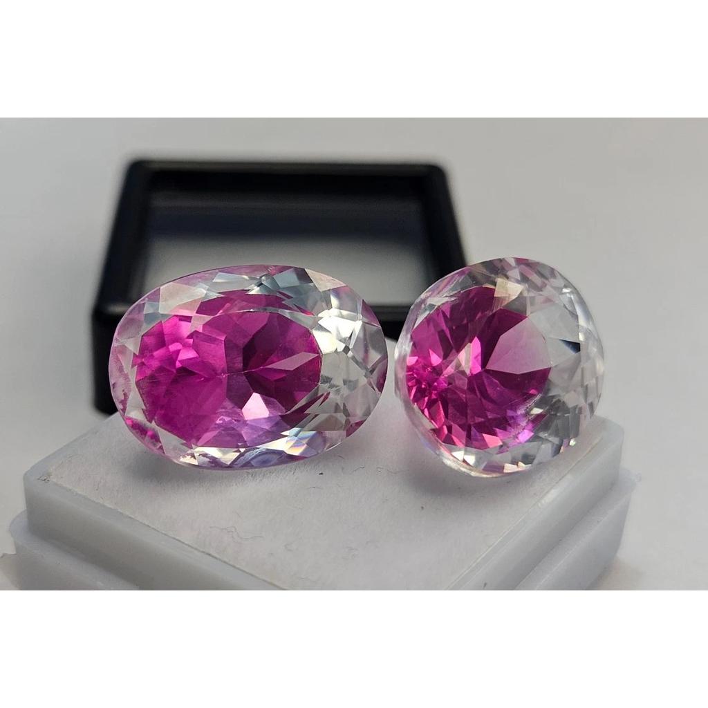 Natural Pitambari Sapphire Oval Cut 35-36 Ct Pair Fabulous Certified Gemstone