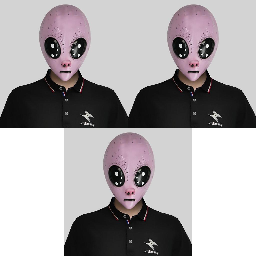 Gruselige Pinke Alien-Gesichtsmaske Mit Großen Augen Für Halloween-Partys Und Kostümveranstaltungen