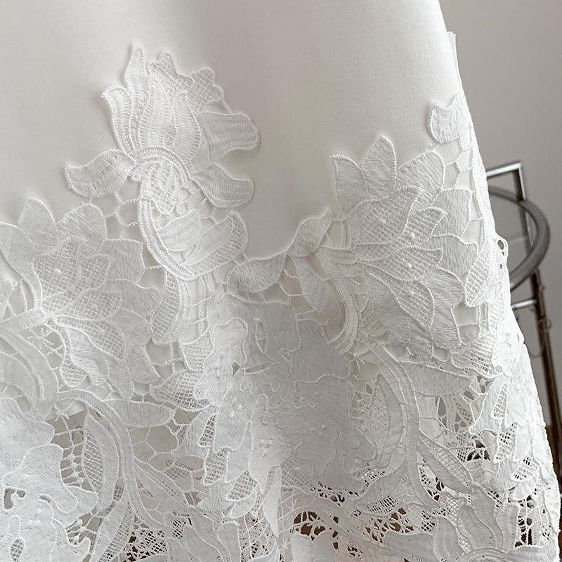 Dimanaf 2025 Women Summer Loose Plus Size T-Shirt Short Sleeves Cotton Vintage Lace Tops Tees Solid