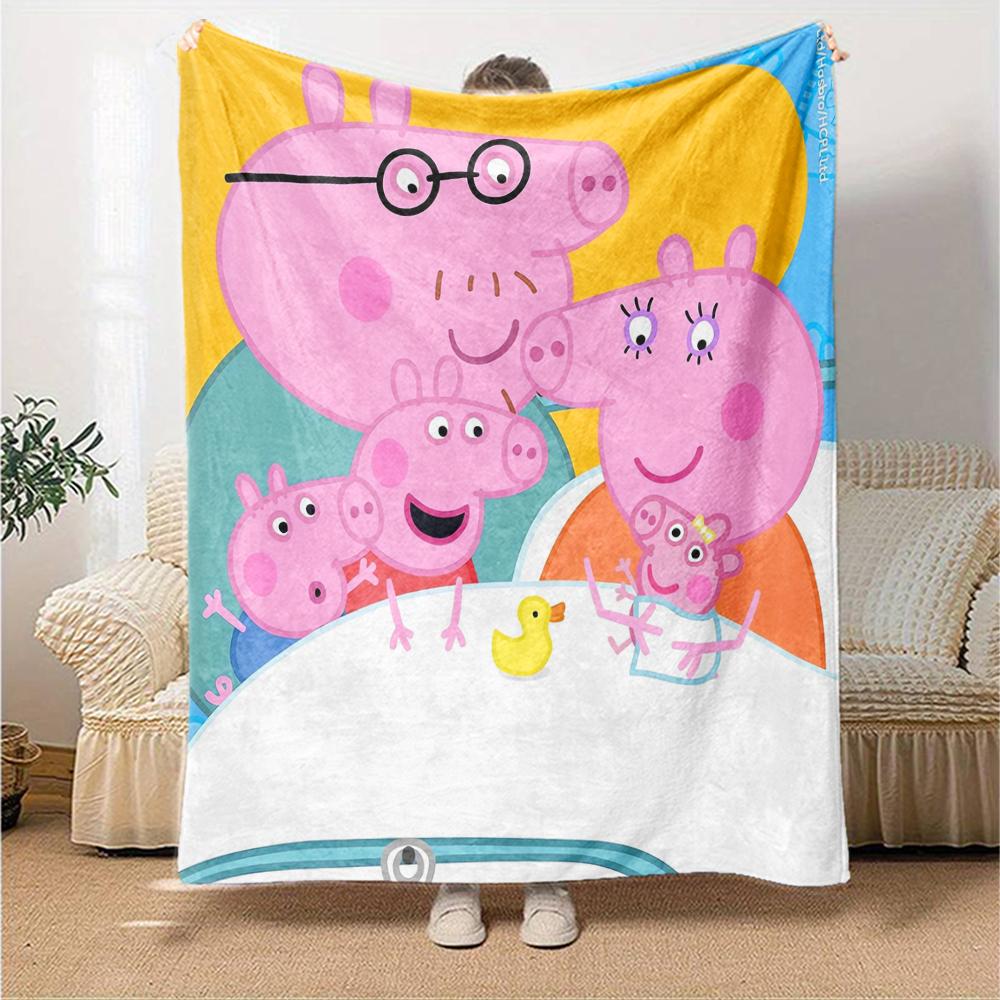 Peppa Pig Theme Printed Blanket - Perfect for Couch, Bed, Travel & Outdoor Use | Machine Washable, Cozy & Durable.