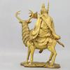 Pure Brass Attracting Wealth Jiang Ziya Statue Riding Deer with God-Striking Whip Taoist Deity for Home
