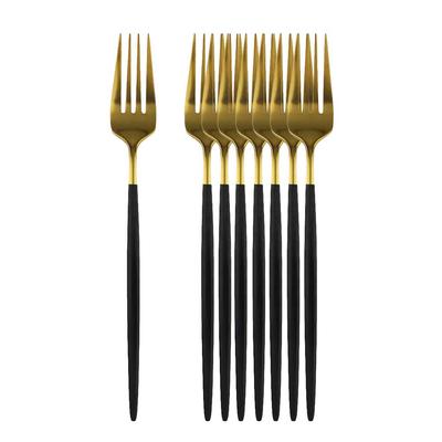 8/16Pcs Schwarz Gold Abendessen Gabel Geschirr Geschirr Edelstahl Besteck Gold Küche Besteck Schwarz Besteck