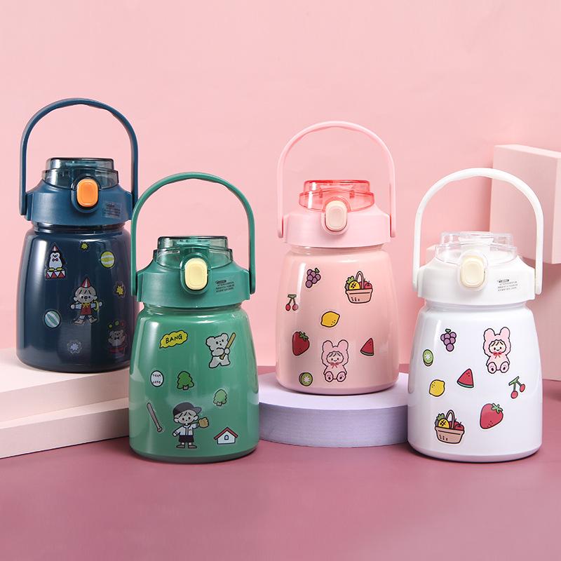 High-value Online Celebrity Pot-bellied Mug Lightweight To Carry Cartoon Gift Student Water Cup Large-capacity Bouncing Straw Childrens Pot